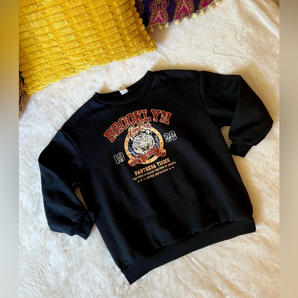 Brooklyn Tiger Girls Black Crew Neck Sweatshirt